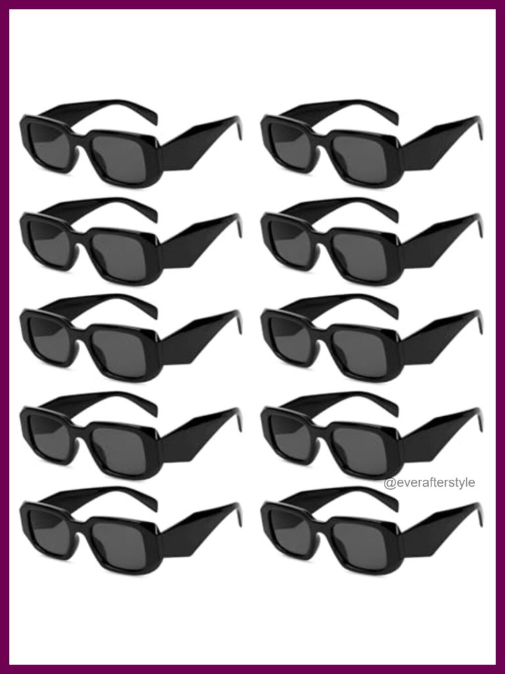 10 Pack Retro Square Sunglasses 100% UV400 Full Frame Party Set